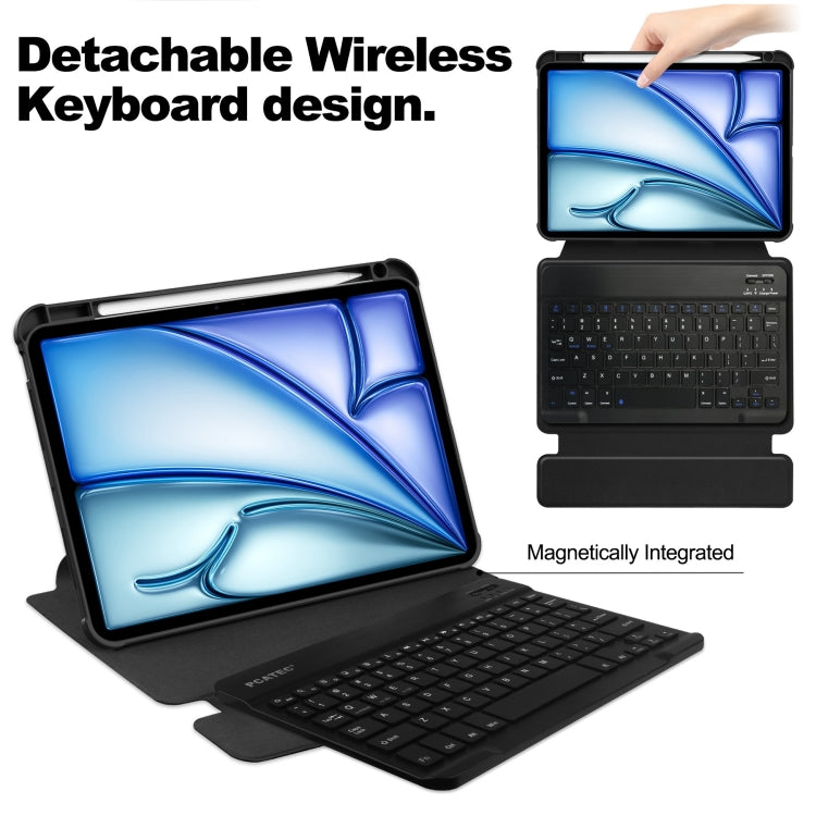 For iPad Air 11 2025 / 2024 Transparent Rotation Smart Leather Tablet Case with Keyboard(Black) by bashfashion