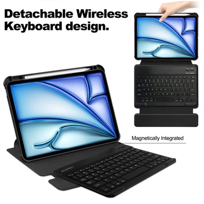 For iPad Air 11 2025 / 2024 Transparent Rotation Smart Leather Tablet Case with Keyboard(Black) by bashfashion