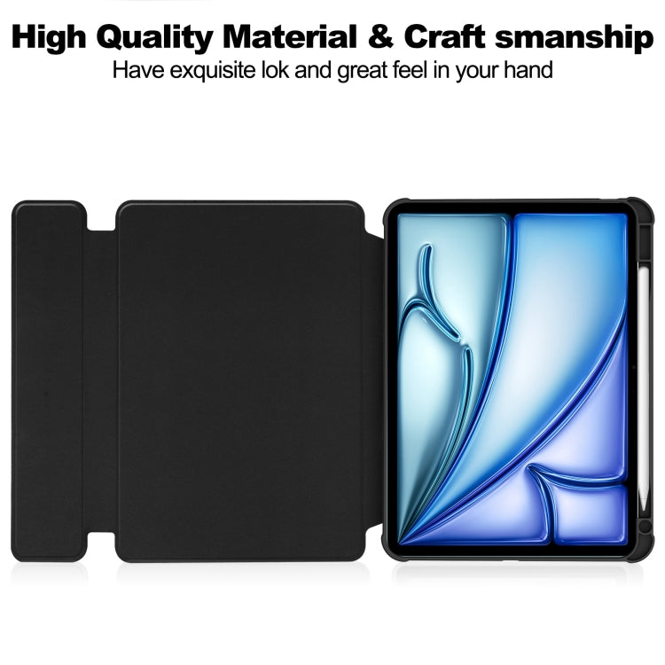 For iPad Air 11 2025 / 2024 Transparent Rotation Smart Leather Tablet Case with Keyboard(Black) by bashfashion