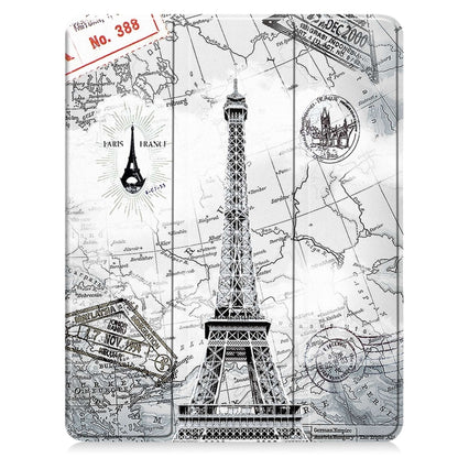 For iPad Pro 13 2025 / 2024 Custer Painted 3-Fold Holder Smart Leather Tablet Case with Pen Tray(Eiffel Tower) by bashfashion