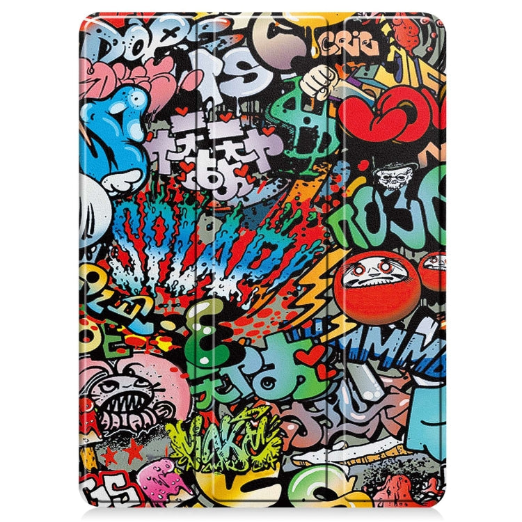 For iPad Pro 11 2025 / 2024 Custer Painted 3-Fold Holder Smart Leather Tablet Case with Pen Tray(Graffiti) by bashfashion