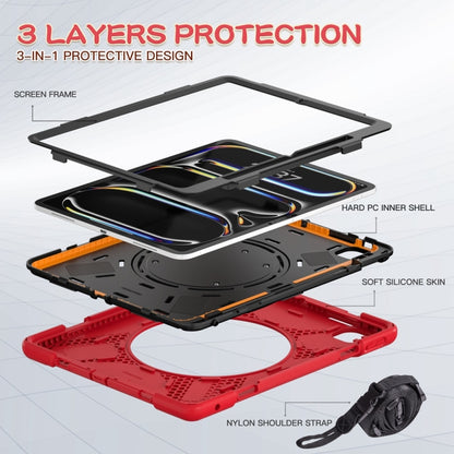 For iPad Pro 11 2025 / 2024 Silicone Hybrid PC Tablet Case with Holder & Shoulder Strap(Red) by bashfashion