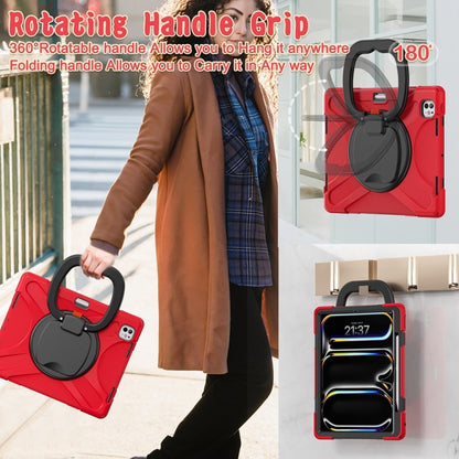 For iPad Pro 11 2025 / 2024 Silicone Hybrid PC Tablet Case with Holder & Shoulder Strap(Red) by bashfashion
