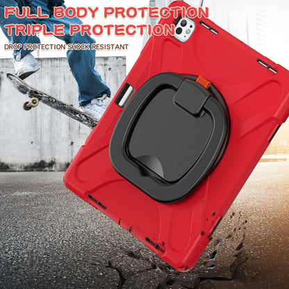 For iPad Pro 11 2025 / 2024 Silicone Hybrid PC Tablet Case with Holder & Shoulder Strap(Red) by bashfashion