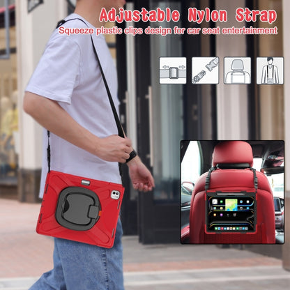 For iPad Pro 11 2025 / 2024 Silicone Hybrid PC Tablet Case with Holder & Shoulder Strap(Red) by bashfashion
