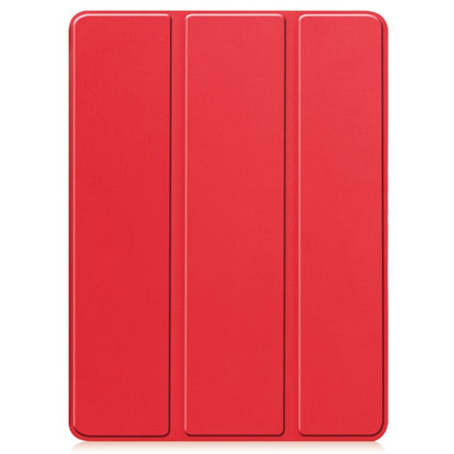 For iPad Pro 11 2025 / 2024 Custer TPU Pure Color 3-Fold Holder Smart Leather Tablet Case with Pen Tray(Red) by bashfashion