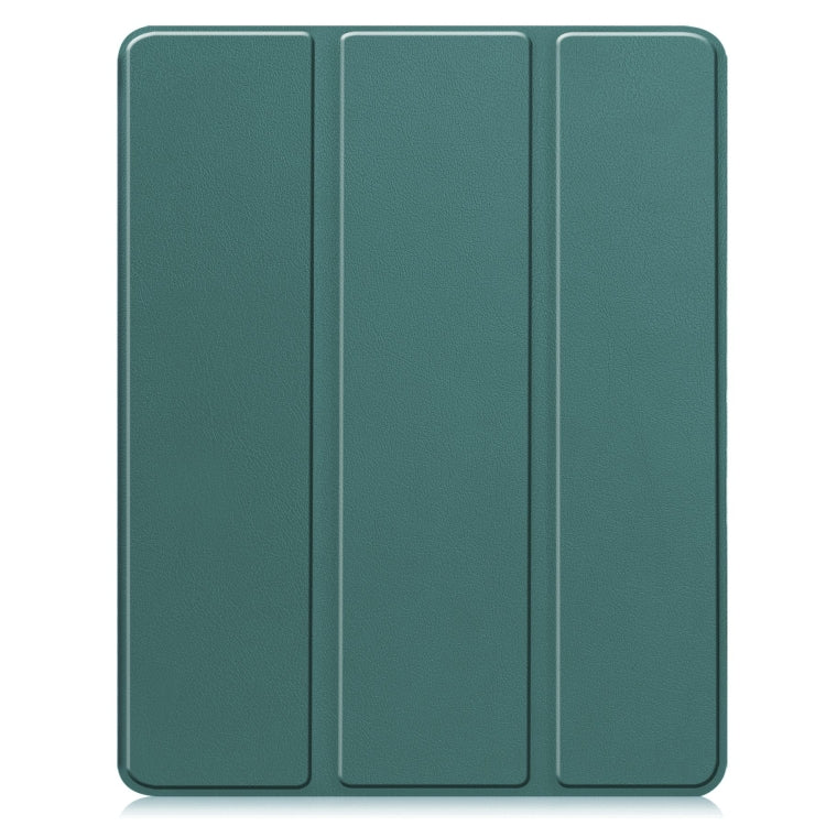 For iPad Pro 13 2025 / 2024 Custer TPU Pure Color 3-Fold Holder Smart Leather Tablet Case with Pen Tray(Dark Green) by bashfashion
