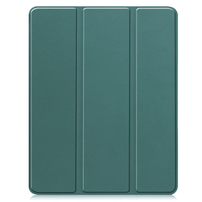 For iPad Pro 13 2025 / 2024 Custer TPU Pure Color 3-Fold Holder Smart Leather Tablet Case with Pen Tray(Dark Green) by bashfashion