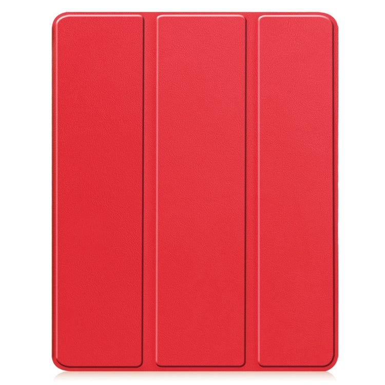 For iPad Air 13 2024 / 2025 Custer TPU Pure Color 3-Fold Holder Smart Leather Tablet Case with Pen Tray(Red) by bashfashion