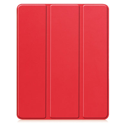 For iPad Air 13 2024 / 2025 Custer TPU Pure Color 3-Fold Holder Smart Leather Tablet Case with Pen Tray(Red) by bashfashion