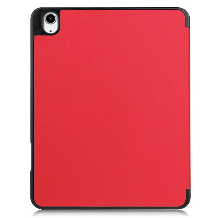 For iPad Air 13 2024 / 2025 Custer TPU Pure Color 3-Fold Holder Smart Leather Tablet Case with Pen Tray(Red) by bashfashion