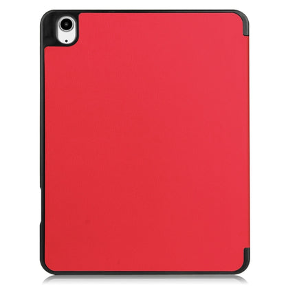 For iPad Air 13 2024 / 2025 Custer TPU Pure Color 3-Fold Holder Smart Leather Tablet Case with Pen Tray(Red) by bashfashion