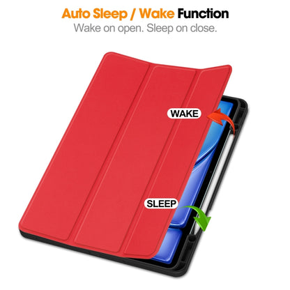 For iPad Air 13 2024 / 2025 Custer TPU Pure Color 3-Fold Holder Smart Leather Tablet Case with Pen Tray(Red) by bashfashion