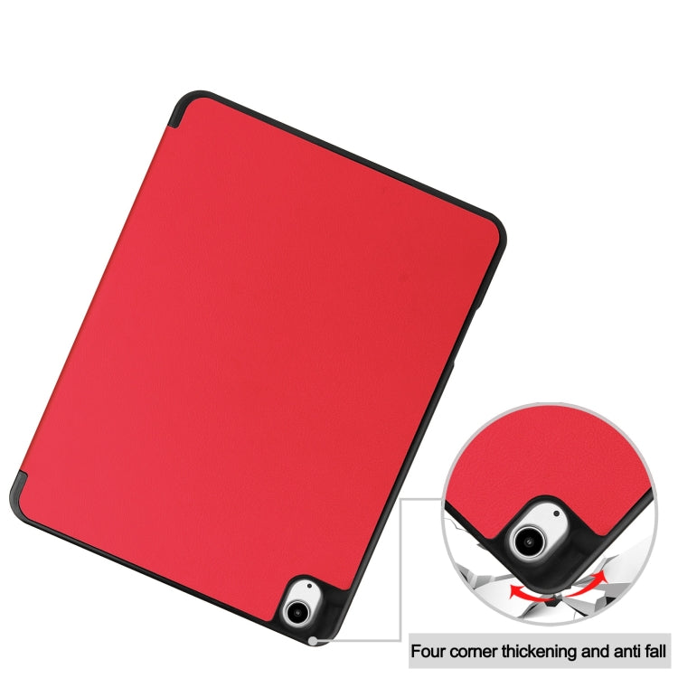 For iPad Air 13 2024 / 2025 Custer TPU Pure Color 3-Fold Holder Smart Leather Tablet Case with Pen Tray(Red) by bashfashion