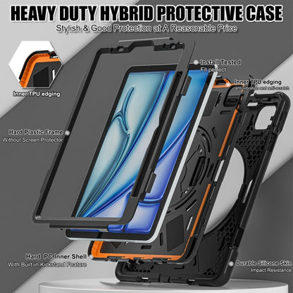 For iPad Air 11 2024 / Air 11 2025 Rotatable Holder Silicone Hybrid PC Tablet Case with Shoulder Strap(Black) by bashfashion
