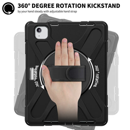 For iPad Air 11 2024 / Air 11 2025 Rotatable Holder Silicone Hybrid PC Tablet Case with Shoulder Strap(Black) by bashfashion