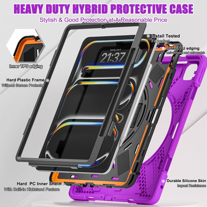 For iPad Pro 13 2025 / 2024 Rotatable Holder Silicone Hybrid PC Tablet Case with Shoulder Strap(Purple) by bashfashion