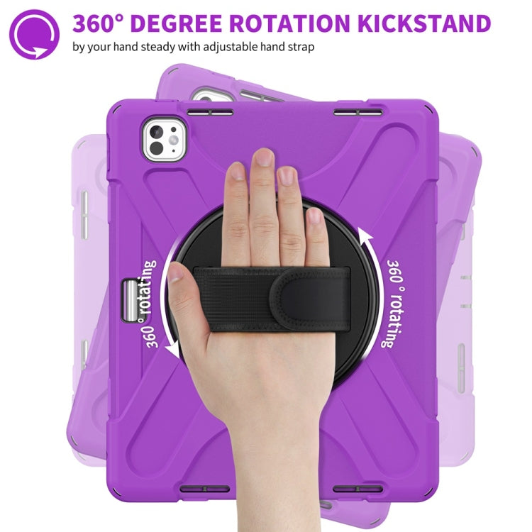 For iPad Pro 13 2025 / 2024 Rotatable Holder Silicone Hybrid PC Tablet Case with Shoulder Strap(Purple) by bashfashion