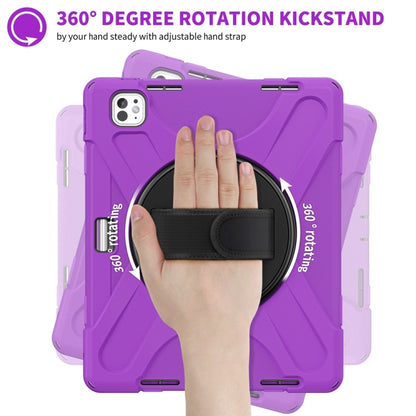 For iPad Pro 13 2025 / 2024 Rotatable Holder Silicone Hybrid PC Tablet Case with Shoulder Strap(Purple) by bashfashion