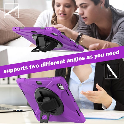 For iPad Pro 13 2025 / 2024 Rotatable Holder Silicone Hybrid PC Tablet Case with Shoulder Strap(Purple) by bashfashion