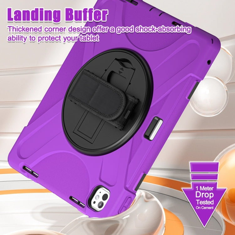 For iPad Pro 13 2025 / 2024 Rotatable Holder Silicone Hybrid PC Tablet Case with Shoulder Strap(Purple) by bashfashion
