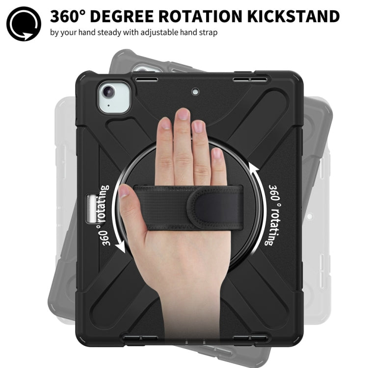 For iPad Air 13 2024 / Air 13 2025 Rotatable Holder Silicone Hybrid PC Tablet Case with Shoulder Strap(Black) by bashfashion