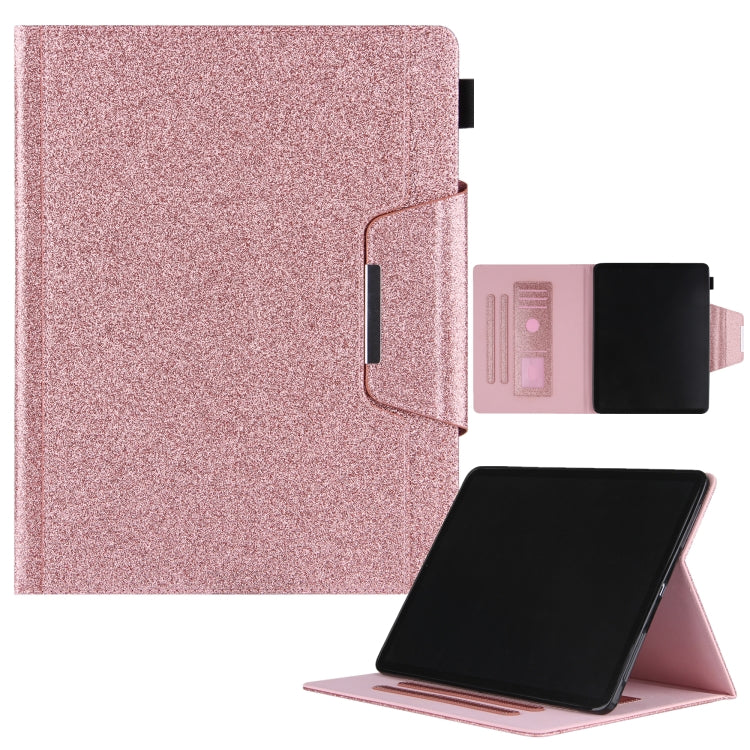 For iPad Pro 13 2025 / 2024 Glitter Metal Buckle Leather Smart Tablet Case(Rose Gold) by bashfashion