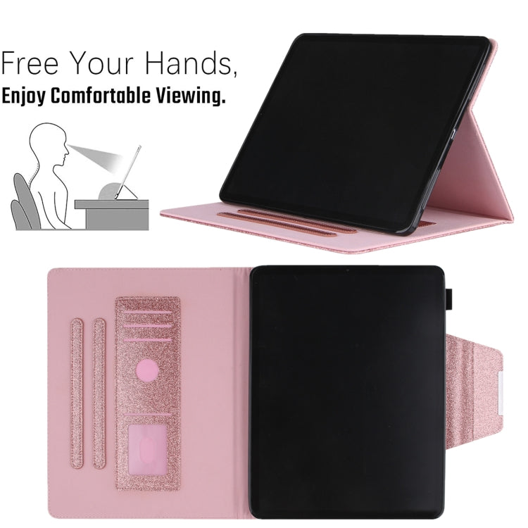 For iPad Pro 13 2025 / 2024 Glitter Metal Buckle Leather Smart Tablet Case(Rose Gold) by bashfashion