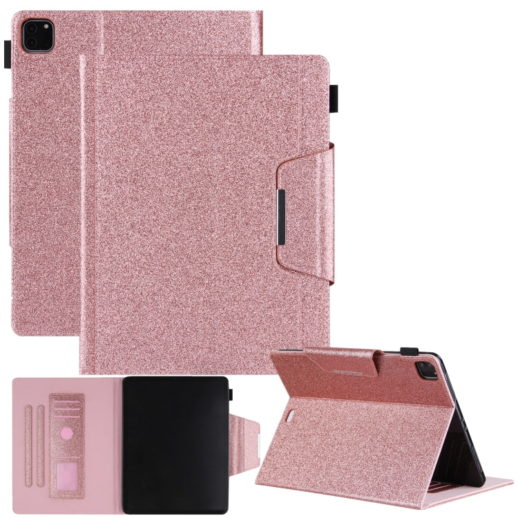 For iPad Pro 11 2025 / 2024 Glitter Metal Buckle Leather Smart Tablet Case(Rose Gold) by bashfashion