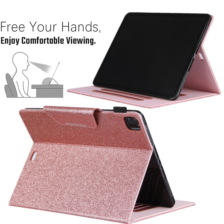 For iPad Pro 11 2025 / 2024 Glitter Metal Buckle Leather Smart Tablet Case(Rose Gold) by bashfashion