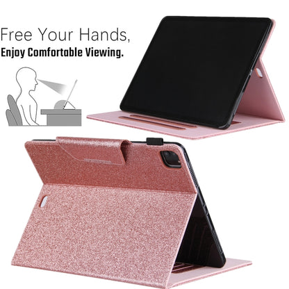 For iPad Pro 11 2025 / 2024 Glitter Metal Buckle Leather Smart Tablet Case(Rose Gold) by bashfashion