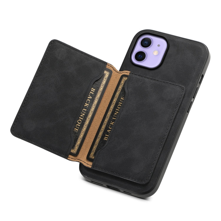 For iPhone 12 Denior D13 Retro Texture Leather MagSafe Card Bag Phone Case(Black) by Denior
