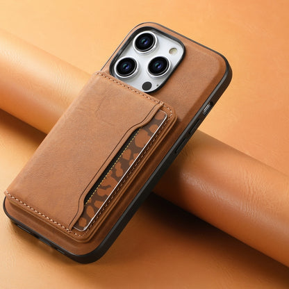 For iPhone 15 Pro Denior D13 Retro Texture Leather MagSafe Card Bag Phone Case(Brown) by Denior