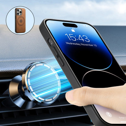 For iPhone 16 Pro Max Denior D13 Retro Texture Leather MagSafe Card Bag Phone Case(Brown) by Denior