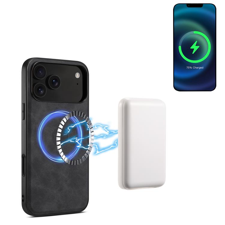 For iPhone 17 Pro Max Denior D13 Retro Texture Leather MagSafe Card Bag Phone Case(Black) by Denior