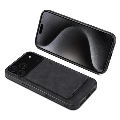 For iPhone 17 Pro Max Denior D13 Retro Texture Leather MagSafe Card Bag Phone Case(Black) by Denior