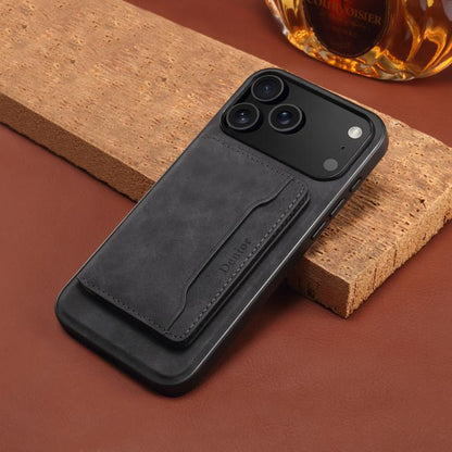 For iPhone 17 Pro Max Denior D13 Retro Texture Leather MagSafe Card Bag Phone Case(Black) by Denior