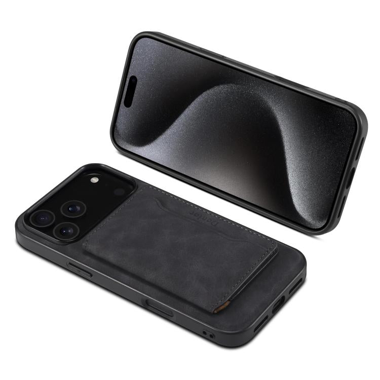 For iPhone 17 Pro Denior D13 Retro Texture Leather MagSafe Card Bag Phone Case(Black) by Denior