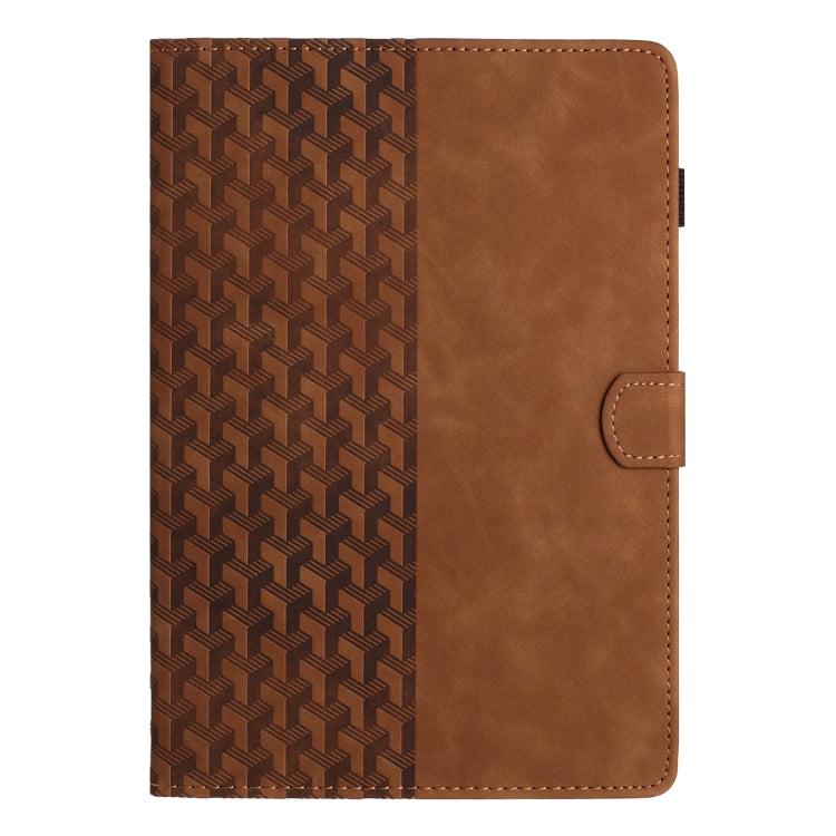 For Samsung Galaxy Tab A11 / A9 Building Blocks Embossed Leather Tablet Case(Brown) by bashfashion