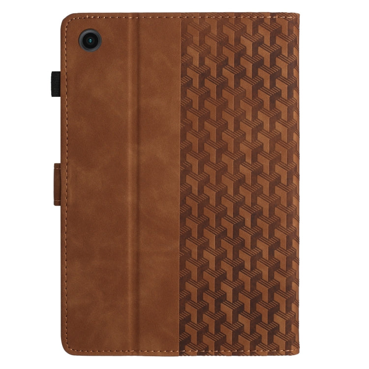 For Samsung Galaxy Tab A11 / A9 Building Blocks Embossed Leather Tablet Case(Brown) by bashfashion