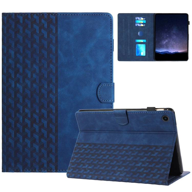 For Samsung Galaxy Tab A11 / A9 Building Blocks Embossed Leather Tablet Case(Blue) by bashfashion
