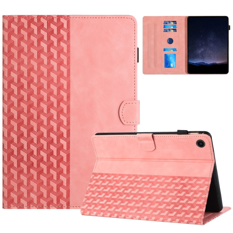 For Samsung Galaxy Tab A11 / A9 Building Blocks Embossed Leather Tablet Case(Pink) by bashfashion