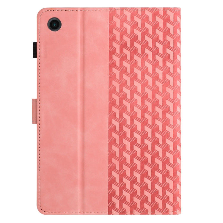 For Samsung Galaxy Tab A11 / A9 Building Blocks Embossed Leather Tablet Case(Pink) by bashfashion