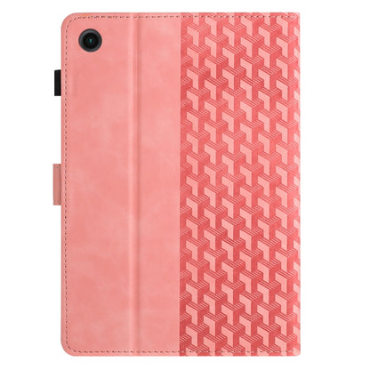 For Samsung Galaxy Tab A11 / A9 Building Blocks Embossed Leather Tablet Case(Pink) by bashfashion