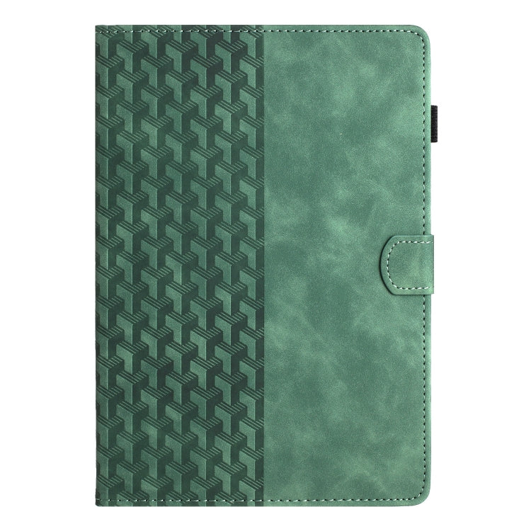 For Samsung Galaxy Tab A11 / A9 Building Blocks Embossed Leather Tablet Case(Green) by bashfashion
