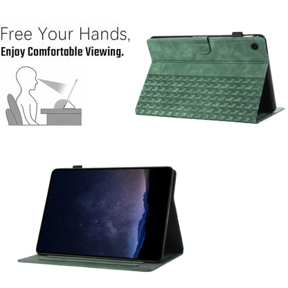 For Samsung Galaxy Tab A11 / A9 Building Blocks Embossed Leather Tablet Case(Green) by bashfashion