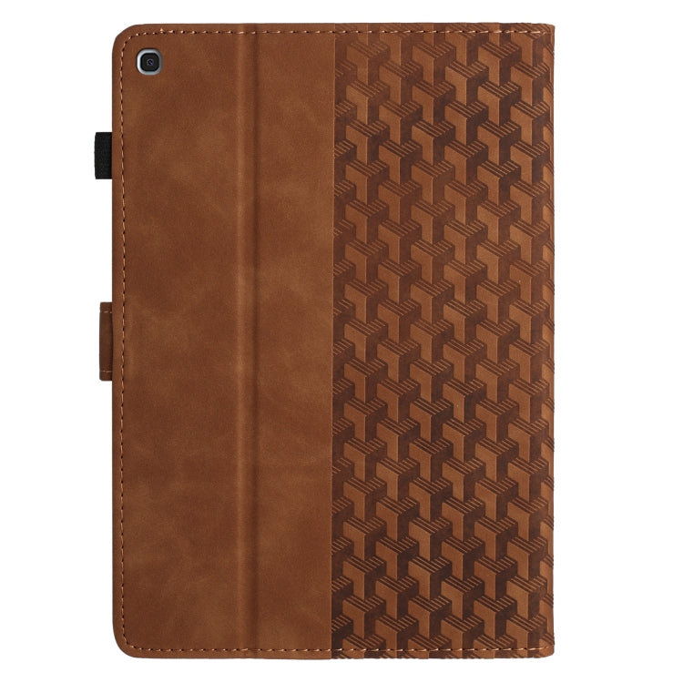 For Samsung Galaxy Tab A7 Lite T220 Building Blocks Embossed Leather Tablet Case(Brown) by bashfashion