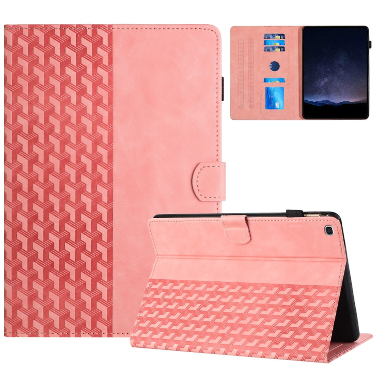 For Samsung Galaxy Tab A 10.1 2019 Building Blocks Embossed Leather Tablet Case(Pink) by bashfashion