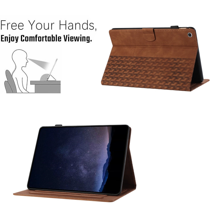 For Samsung Galaxy Tab S6 Lite Building Blocks Embossed Leather Smart Tablet Case(Brown) by bashfashion