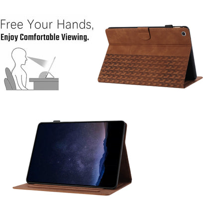 For Samsung Galaxy Tab S6 Lite Building Blocks Embossed Leather Smart Tablet Case(Brown) by bashfashion